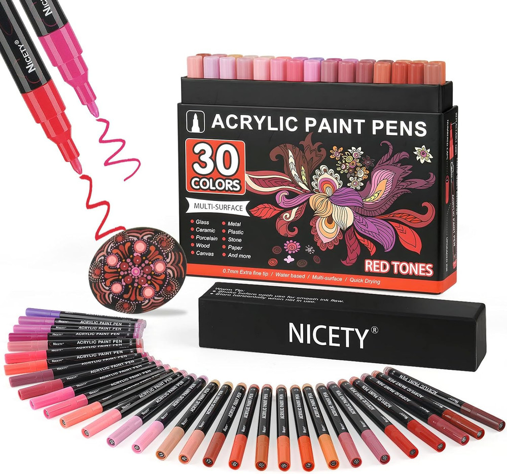 30 Colors Green Tones Acrylic Paint Pens Pro Color Series Markers Set Red