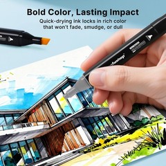 Tongfushop 80 Colored Marker Set, Colouring Pens, 1 count (Pack of 80), Black