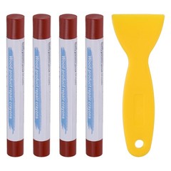 4Pcs Wood Furniture Repair Marker, Touch Up Crayon with Scraper, Red Wood