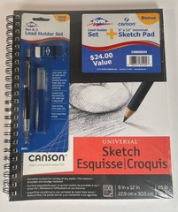 Alvin Sketch Book / Art BUNDLE Canson 9×12 Sketchbook Lead Holder Pencil Eraser