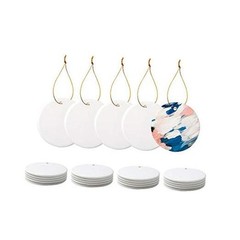 25 PCS Sublimation Ceramic Ornaments Bulk White Blank with 2.75 Inch Round