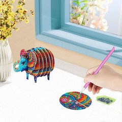LSQFS 5D DIY Diamond Painting Coaster, Art Kits for Adults, Elephant
