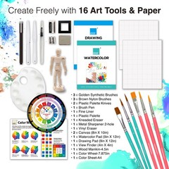 COLOUR BLOCK 152 pc Wooden Easel Mixed Media Art Supplies – Artist Painting and