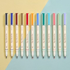 Arts Sign Brush Pen Brush Tip Marker Felt Tip Water Based Ink Color Pens 12 A…