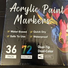 36 Pack Acrylic Paint Markers Brush Tip Pen With Dual Color 72 Colors Quick Dry