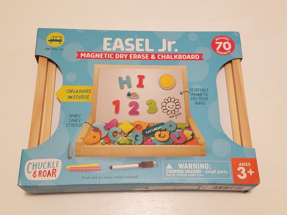 Easel Jr. Magnetic Dry Erase And Chalkboard – 70 magnets – New – ChuckleAndRoar
