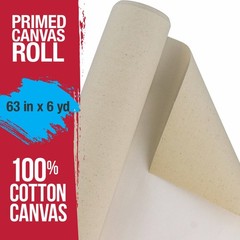 63″ Wide x 6 Yard Long Canvas Roll – 100% Cotton 12 Ounce Primed Artist Painting