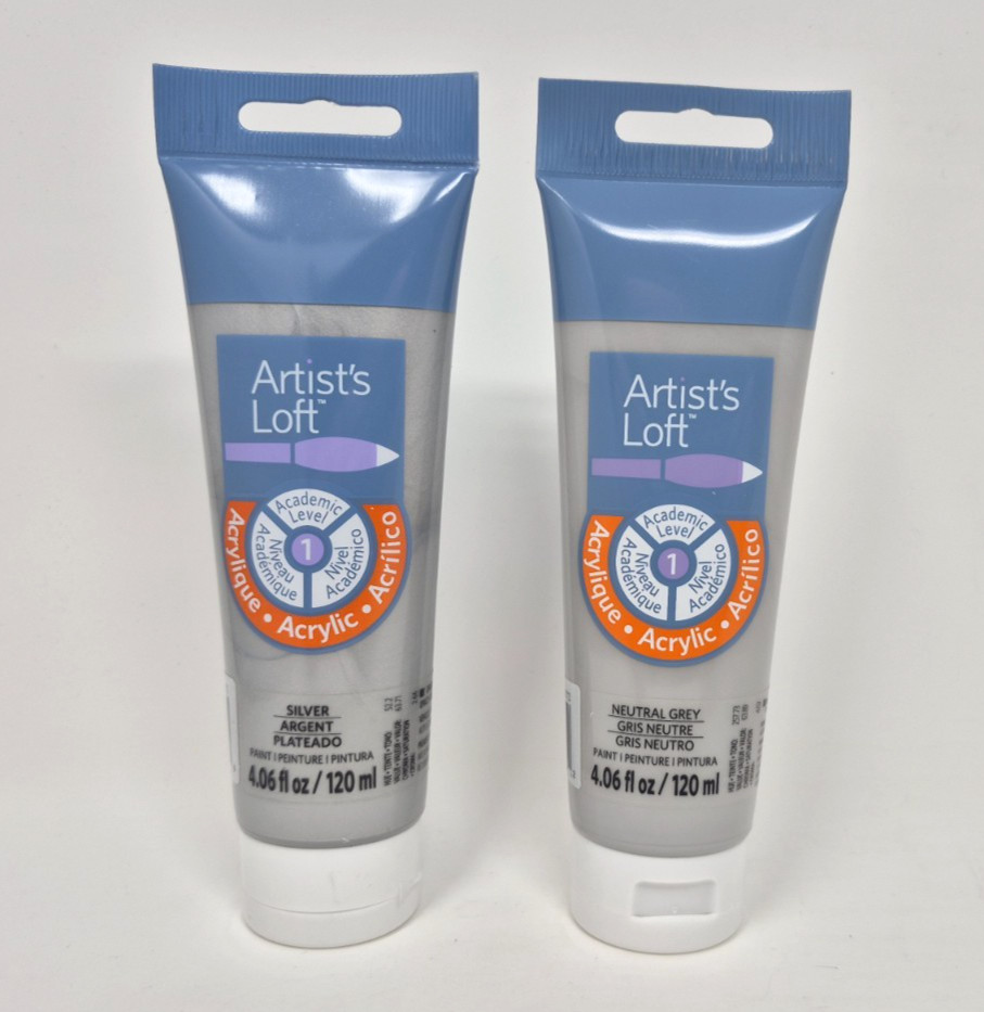 Artist’s Loft Acrylic Paints Silver + Neutral Gray 4.06 fl oz. (120 ml) tubes