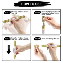 Betem Oil Based Paint Markers, Dual Tip Paint Pens(0.7mm & 3mm), Gold Silver …