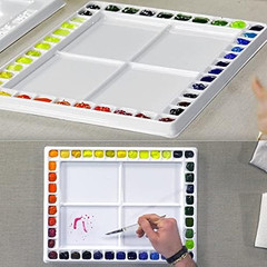 Watercolor Palette with Cover – 42 Wells and 4 Mixing Areas, 12″ X 16″ Lightweig