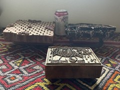 Vintage Carved Wooden and Wood and Metal Textile Wall Clay Stamps India