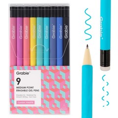 Grabie Erasable Gel Pens, Medium Point 0.7 Pack of 1, 9 Colors Pens: Classic