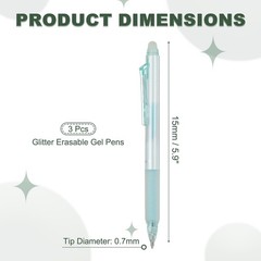 3Pcs Erasable Gel Pens, Glitter Fine Point 0.5mm Scented Pens, Light Blue