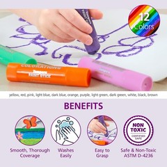 Colorations Tempera Paint Sticks 144 Pcs 12 Colors