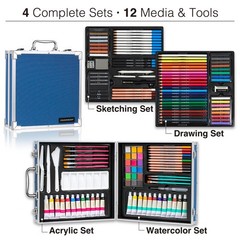 151-Piece Professional Art Supply Set with Mixed Media, Paint Kit & Brushes i…