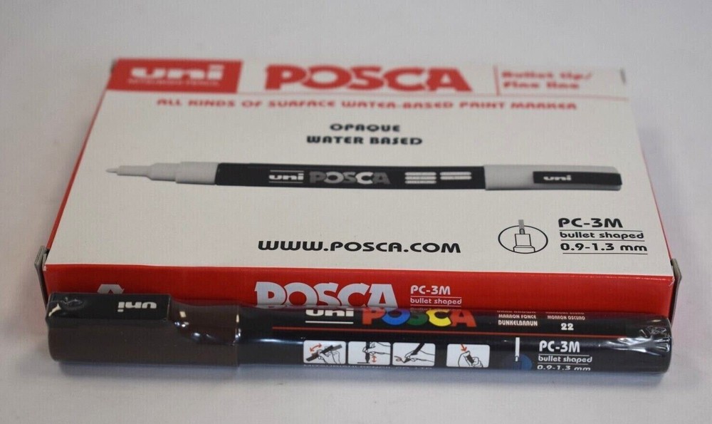 UNI POSCA PC-3M Paint Marker Water Based Bullet Tip Dark Brown 0.9-1.3mm 6 Pack