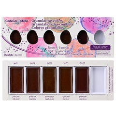 Kuretake Gansai Tambi Granulating Watercolor Set, 5 Colors, Professional, Japan