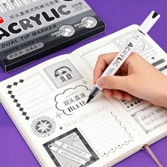 12 Colors Dual Tip Acrylic Paint Markers, Gray and Black Color — Extra Grey