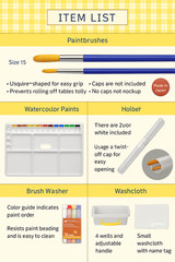 Japanese Watercolor Paint Set for Kids Fortune Ribbon Blue Bag Made in Japan