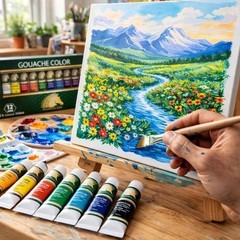 MyArtscape Gouache Paint Set 12 Artist Quality Colors 12ml – High Pigment Mat…