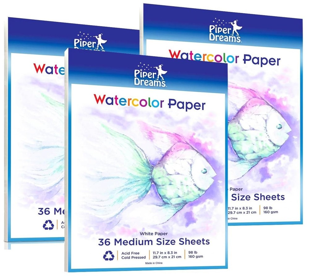 108 PCS Watercolor Paper 11.7×8.3 Inch Multipurpose Loose White Sheets Pad