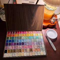 Glitter Watercolor Paints Set,48 Colors Watercolor Paint, Wooden box, for artist