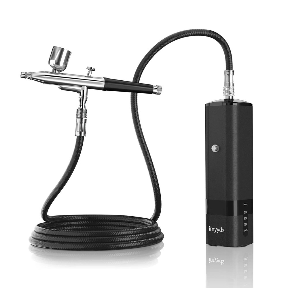 imyyds 32 PSI Cordless Airbrush Kit w/ Compressor Gun for Painting Nail Art Make