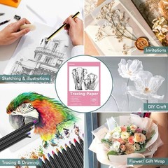 Tracing Paper 9×12 inch, 100 Sheets Transparent Vellum Paper for Tracing Pads