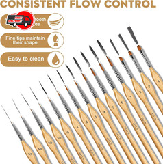 Miniature Paint Brushes, 15PCS Model Brushes Detail Paint Brush Set, Fine Detail