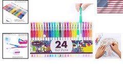 24 Unique Glitter Gel Pens Set – Fine Tip Markers for Adult Coloring & Doodling