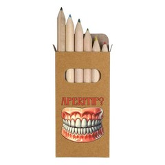 6 x ‘Funny False Teeth’ Short 85mm Pencils / Coloured Pencil Set (PE00081146)