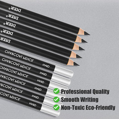 36 Pcs Professional Charcoal Pencils Soft, Medium and Hard for Drawing Charcoal