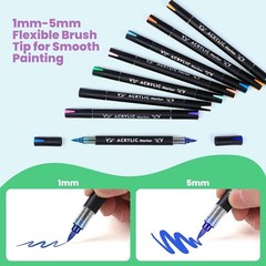 huesamhi Acrylic Paint Markers 40 Colors 20 PCS Dual Tip Acrylic Markers for