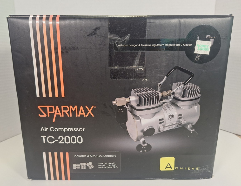 Sparmax TC-2000 Airbrush Air Compressor Hose Regulator Moisture Trap Open Box