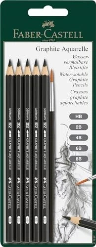 Faber-Castell Graphite Aquarelle Water-soluble Pencils assorted set of 5 with