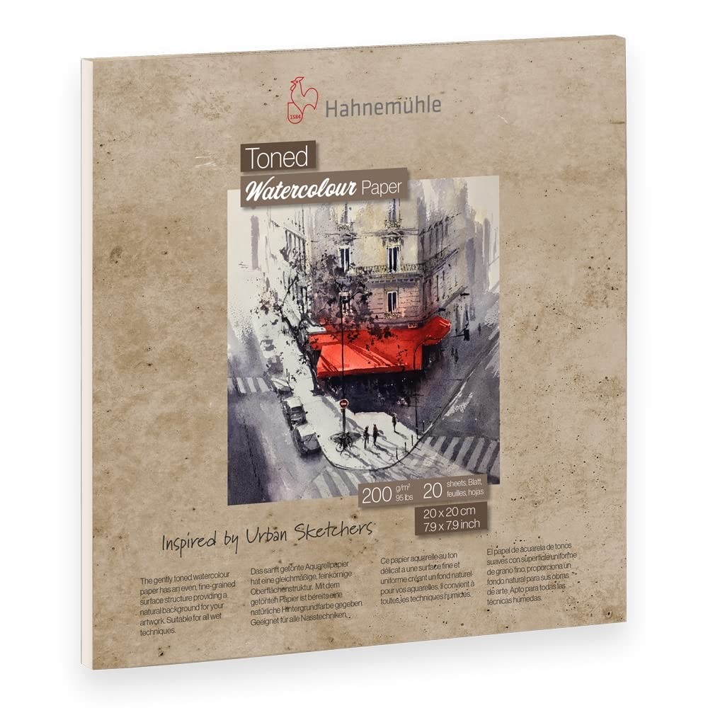 20 Sheets Toned Watercolour Block 200g/m Beige Paper 20x20cm