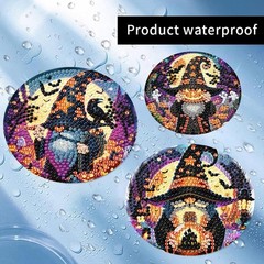 Meothan 8 Pcs Halloween Diamond Art Coasters 8 4x4in, Gnome