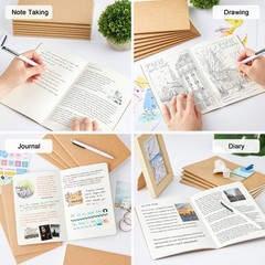 feela 30 Pack Blank Kraft Notebooks, Unlined Sketchbook Note Pad 30