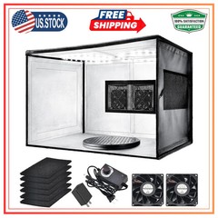 Portable Airbrush Spray Booth with Dual Fans LED Lights and Turntable Kit