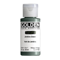 Jenkins Green Fluid Acrylics Professional SemiTransparent Paint 1 fl oz