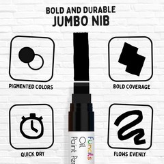 15mm Jumbo Oil Black Paint Pens – Oil Based Paint Markers for Metal, Fabric, …