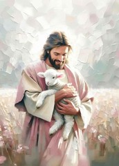 Jesus Embraces Lamb Paint By Numbers Kit DIY Wall Art Decoration Full Drill