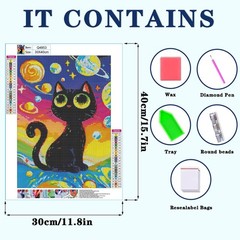 Cat Diamond Painting Kits for Adults, Easy DIY 5D Round Full Drill Diamond Art k