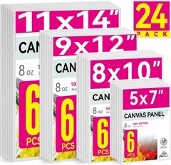 24 Pack Canvases for Painting – 5×7 8×10 9×12 11×14 Inch 8 Oz Triple Primed