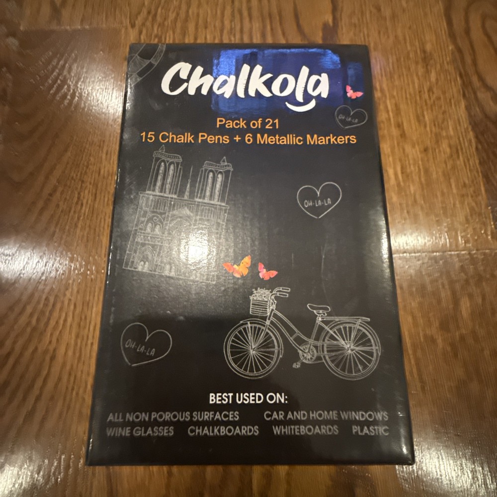 Chalkola Pack of 21 (15 Chalk Pens + 6 Metallic Markers) Liquid Neon Rainbow