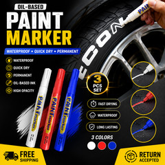 White Paint Pen Marker Waterproof Permanent Car Tire Lettering Rubber Letter 3pc