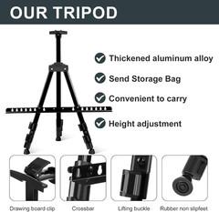 17-66 Inch Art Easel Stand, Sturdy Aluminum Tripod for Table Top & Floor Paintin