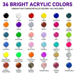 40 Bottles Complete Acrylic Pouring Set, 36 Colors Premixed Ready to Pour Pai…