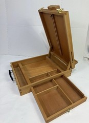 Wood Portable Art Easel & Storage Box For Drawing & Painting Supplies & Tools