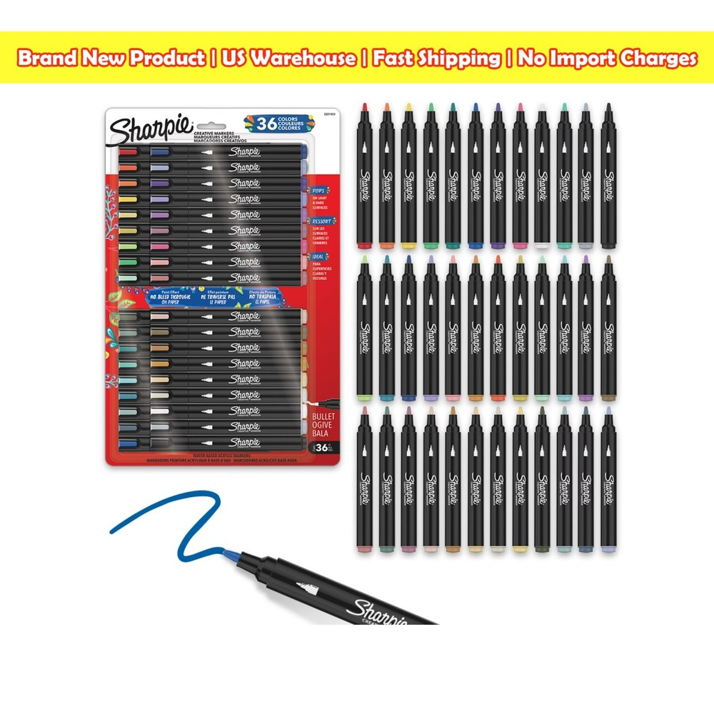 Sharpie Creative Markers 36 Count Acrylic Paint Variety Pack Bullet Tip NEW
